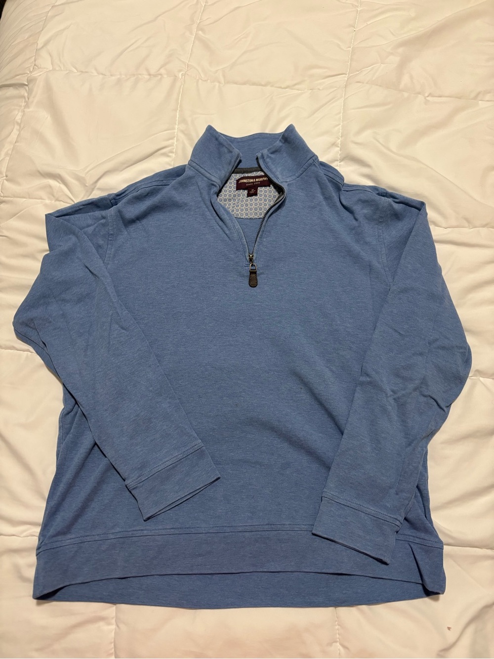 Johnston & Murphy Blue Heather Quarter-Zip Pullover